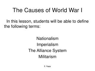 The Causes of World War I