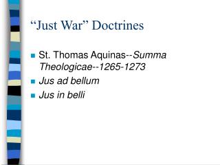 “Just War” Doctrines