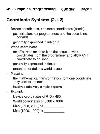 Coordinate Systems (2.1.2)