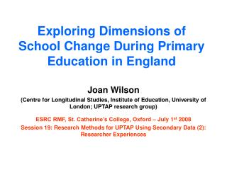 Exploring Dimensions of School Change During Primary Education in England