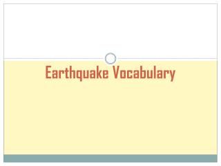 Earthquake Vocabulary