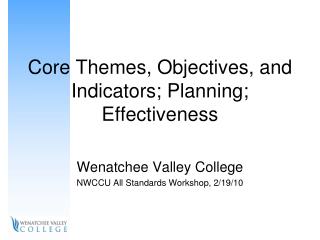 Core Themes, Objectives, and Indicators; Planning; Effectiveness
