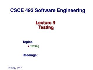 Lecture 9 Testing