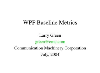 WPP Baseline Metrics