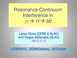 Resonance-Continuum Interference in gg  H  bb