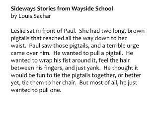 Sideways Stories from Wayside School by Louis Sachar