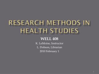 Research Methods in Health Studies