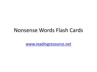 Nonsense Words Flash Cards