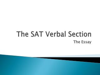 The SAT Verbal Section
