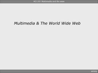 Multimedia &amp; The World Wide Web