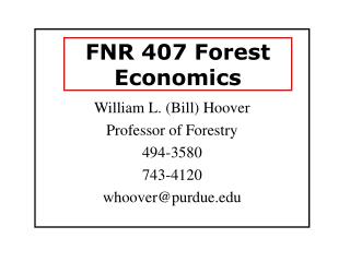 FNR 407 Forest Economics