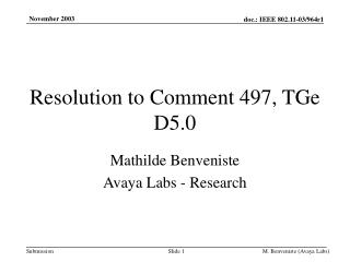 Resolution to Comment 497, TGe D5.0