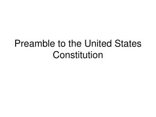 Preamble to the United States Constitution
