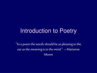 Introduction to Poetry