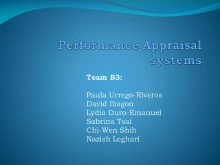 Performance Appraisal systems