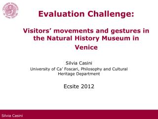 Evaluation Challenge: Visitors’ movements and gestures in the Natural History Museum in Venice