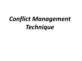 Conflict Management Technique