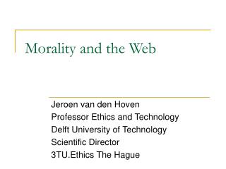 Morality and the Web