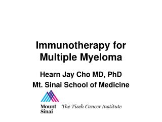 Immunotherapy for Multiple Myeloma