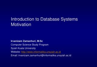 Introduction to Database Systems Motivation