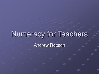 Numeracy for Teachers