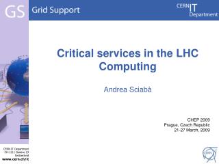 Critical services in the LHC Computing