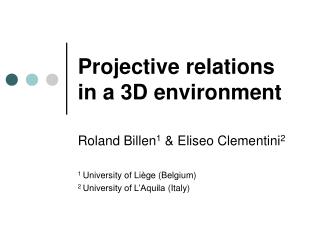 Projective relations in a 3D environment