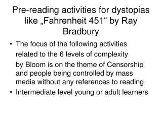 Pre-reading activities for dystopias like „Fahrenheit 451“ by Ray Bradbury