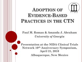 Adoption of Evidence-Based Practices in the CTN