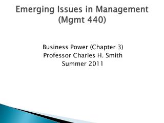 Emerging Issues in Management (Mgmt 440)