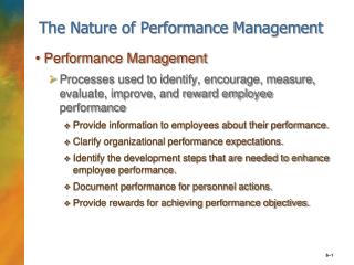 The Nature of Performance Management