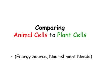 Comparing Animal Cells to Plant Cells