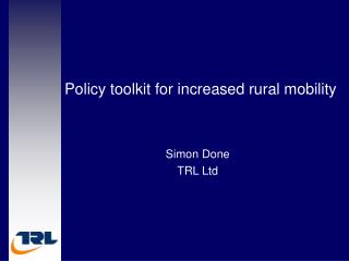 Policy toolkit for increased rural mobility