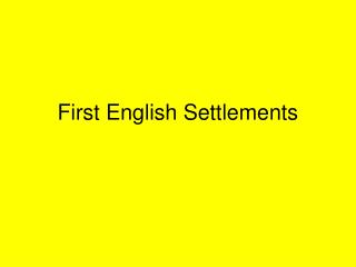 First English Settlements