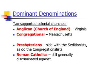 Dominant Denominations