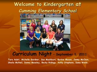 Welcome to Kindergarten at Cumming Elementary School