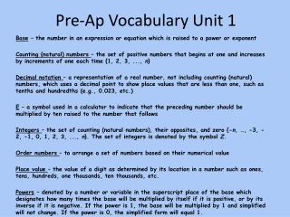 Pre-Ap Vocabulary Unit 1