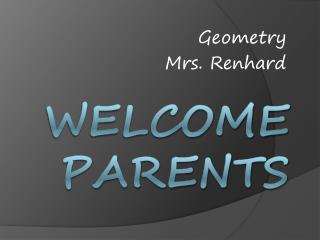 Welcome Parents