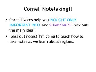 Cornell Notetaking!!