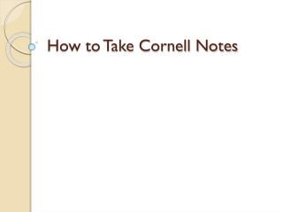 How to Take Cornell Notes