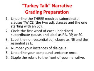 “ Turkey Talk” Narrative Grading Preparation