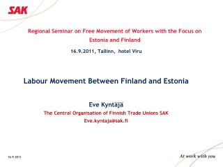Regional Seminar on Free Movement of Workers with the Focus on Estonia and Finland