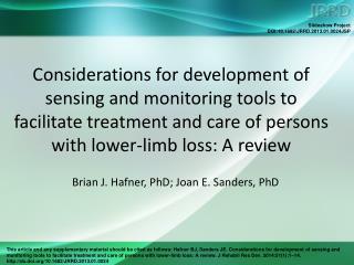 Brian J. Hafner, PhD; Joan E. Sanders, PhD