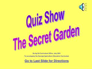 Quiz Show The Secret Garden