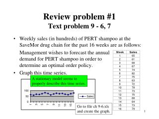 Review problem #1 Text problem 9 - 6, 7