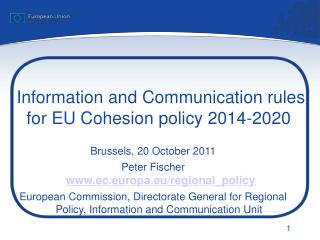 Information and Communication rules for EU Cohesion policy 2014-2020