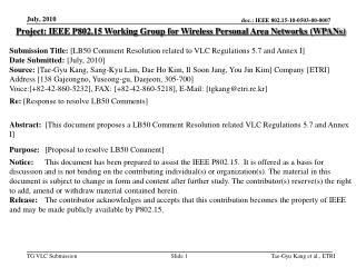 Project: IEEE P802.15 Working Group for Wireless Personal Area Networks (WPANs)