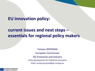 EU innovation policy: current issues and next steps – essentials for regional policy makers