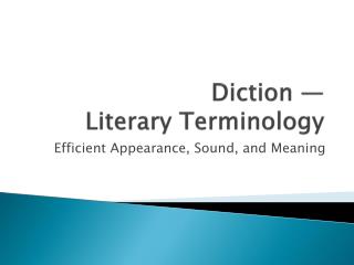 Diction — Literary Terminology