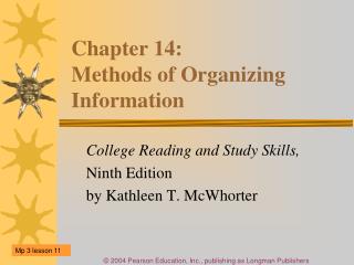 Chapter 14: Methods of Organizing Information